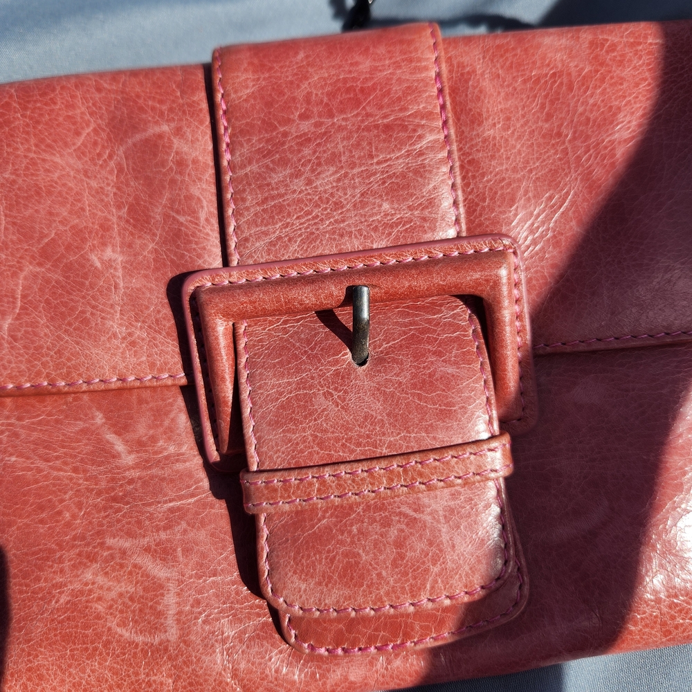 HOBO Pink Leather Wristlet Clutch with Buckle - Picture 3 of 7
